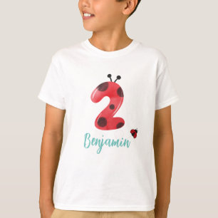 Camiseta Bolinhas vermelha e branca Nome da festa do segund