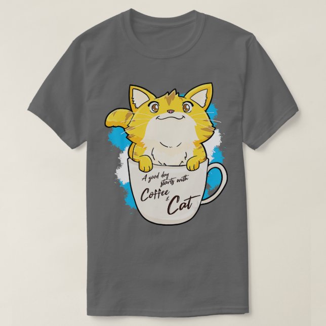 Camiseta Bolinho de café de laranja Engraçado Mug Gato-Sobr (Frente do Design)
