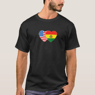 Camiseta Bolívia & Bandeira dos EUA Coração Gêmeo 4 Bolivia