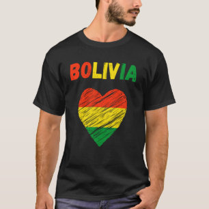 Camiseta Bolívia Bandeira Feriado Bolívia Coração Bandeira 