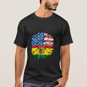 Camiseta Bolívia Bandeira Sunflower América EUA Orgulho Bol