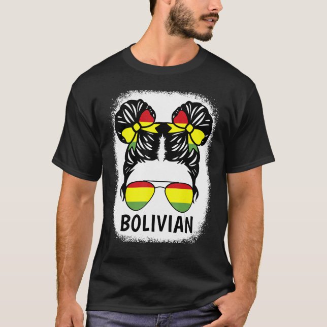Camiseta Bolivia Flag Hispanic Heritage Month Bolivian Girl (Frente)