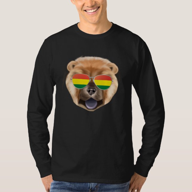 Camiseta Bolivian Flag Chow Chow Dog Bolivia Pocket (Frente)