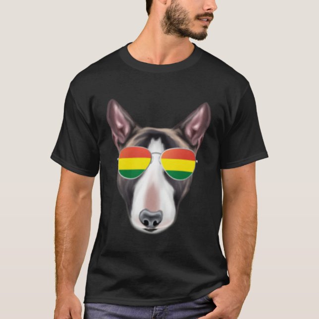 Camiseta Bolivian Flag Miniature Bull Terrier Dog Bolivia P (Frente)
