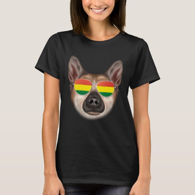 Camiseta Bolivian Flag Norwegian Buhund Dog Bolivia Pocket (Frente)