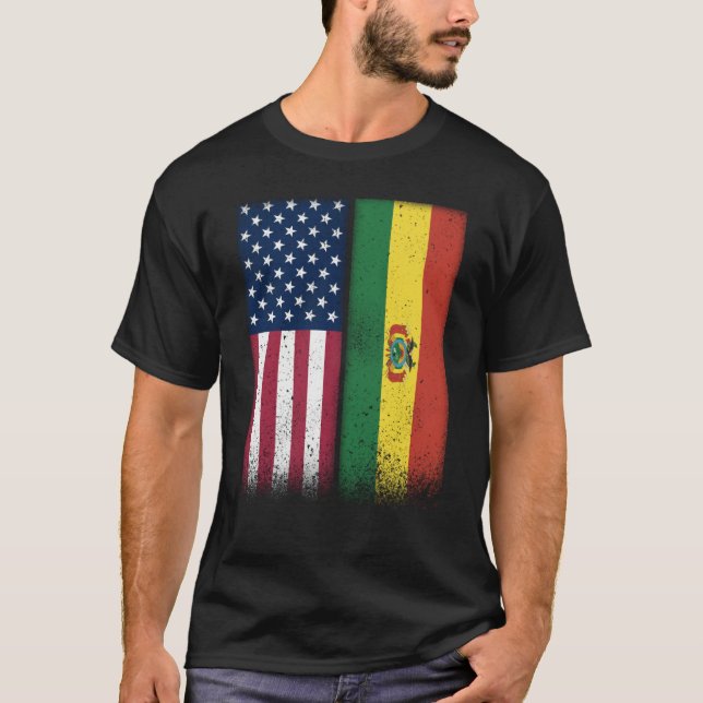 Camiseta Bolivian Flag USA And Bolivia Flags Proud Bolivia (Frente)