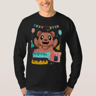 Camiseta Bolo-castanho-castanho 1, festa de Aniversário de