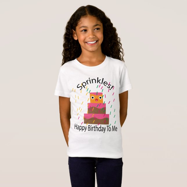 Camiseta Bolo Com Confeitos Feliz Aniversário Para Mim  (Frente Completa)