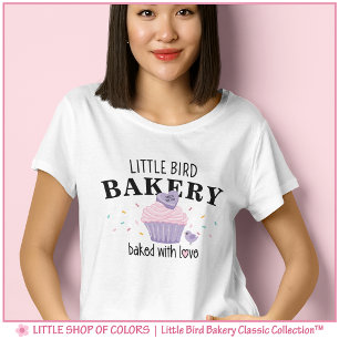 Camiseta Bolo com Recheio Roxa Rosa Personalizável Padaria