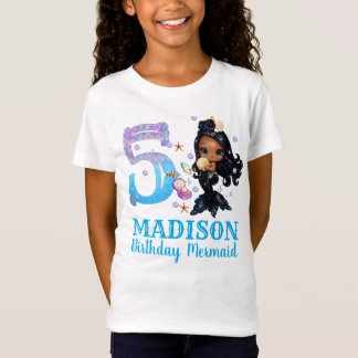 Camiseta Bolo de 5 anos da Sereia Personalizado para Menina