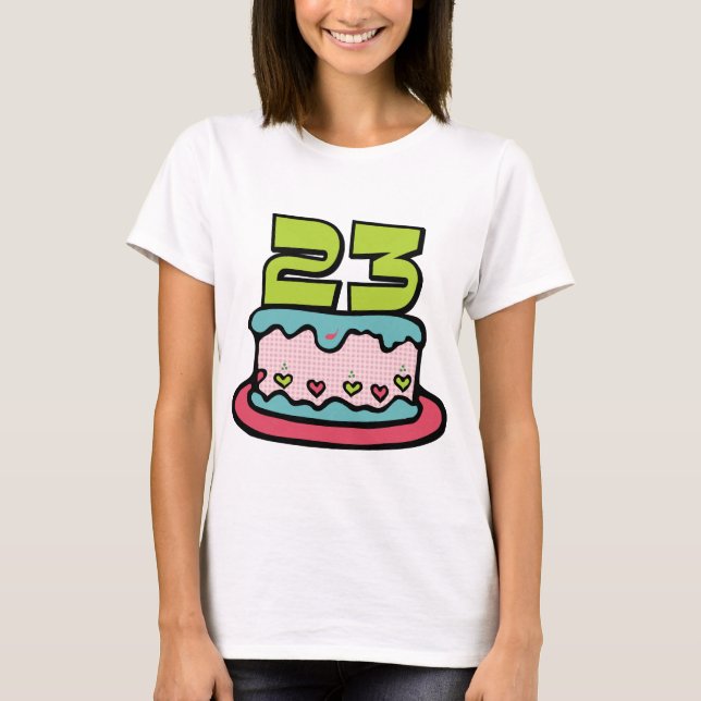 Camiseta Bolo de aniversário das pessoas de 23 anos (Frente)