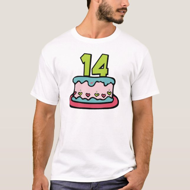 Camiseta Bolo de aniversário de 14 anos (Frente)