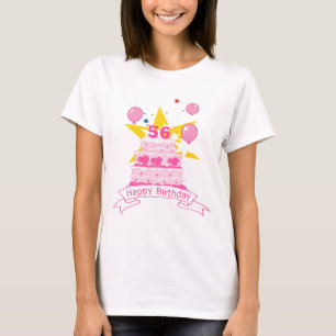 Camiseta Bolo de aniversário de 56 anos