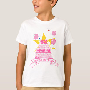 Camiseta Bolo de aniversário de 62 anos