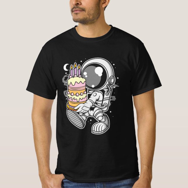 Camiseta Bolo de Aniversário de Astronauta (Frente)