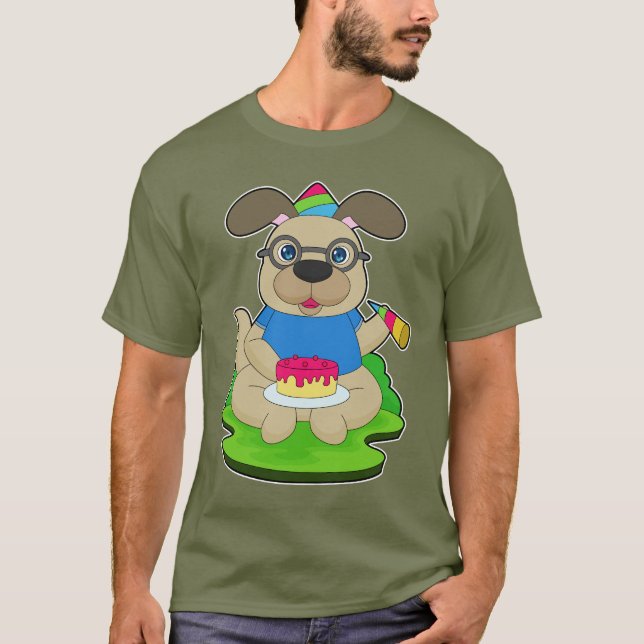 Camiseta Bolo de Aniversário de Cachorro (Frente)