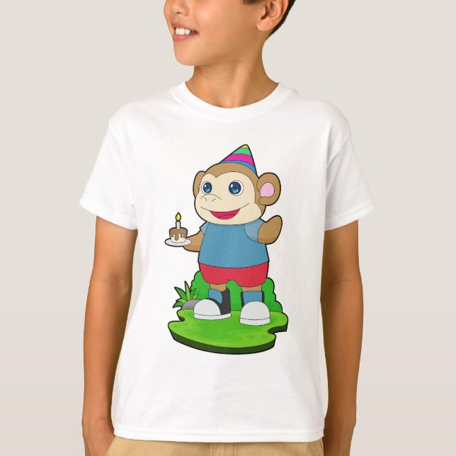 Camiseta Bolo de Aniversário de Macaco (Frente)