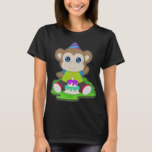 Camiseta Bolo de Aniversário de Macaco (Frente)