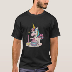 Camiseta Bolo de Aniversário de Morango no Estilo Unicórnio