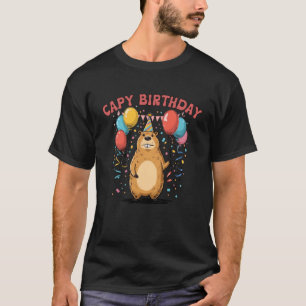 Camiseta Bolo de Aniversário do Capivara Festa Animal Balão