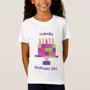 Camiseta Bolo de aniversário dos blocos dos tijolos da