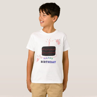 Camiseta Bolo de Aniversário Estampado Infantil