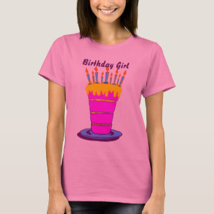 Camiseta Bolo-de-Aniversário Gigante Rosa