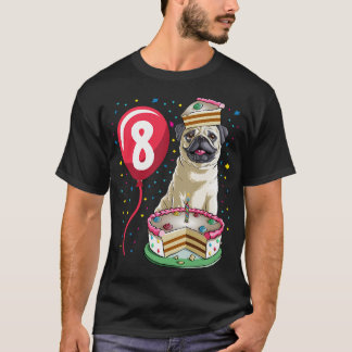 Camiseta Bolo de Aniversário Pug Balão 8