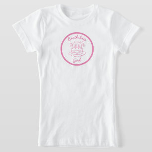 Camiseta Bolo de Aniversário Rosa Vintage