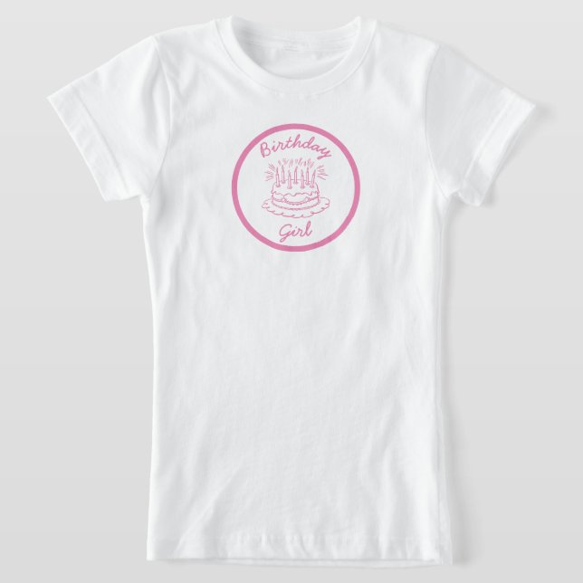 Camiseta Bolo de Aniversário Rosa Vintage (Postura )