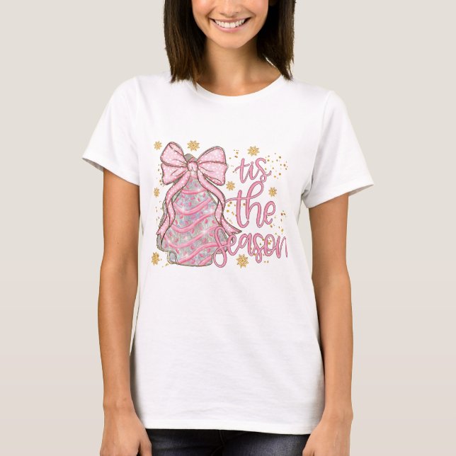Camiseta Bolo de Árvore de Natal de Coquette Tis (Frente)