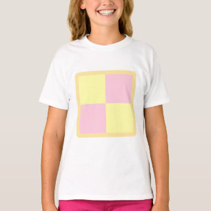 Camiseta Bolo de Battenburg. Rosa e amarelo