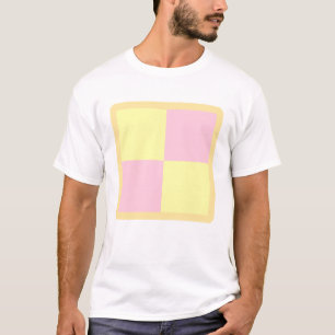 Camiseta Bolo de Battenburg. Rosa e amarelo