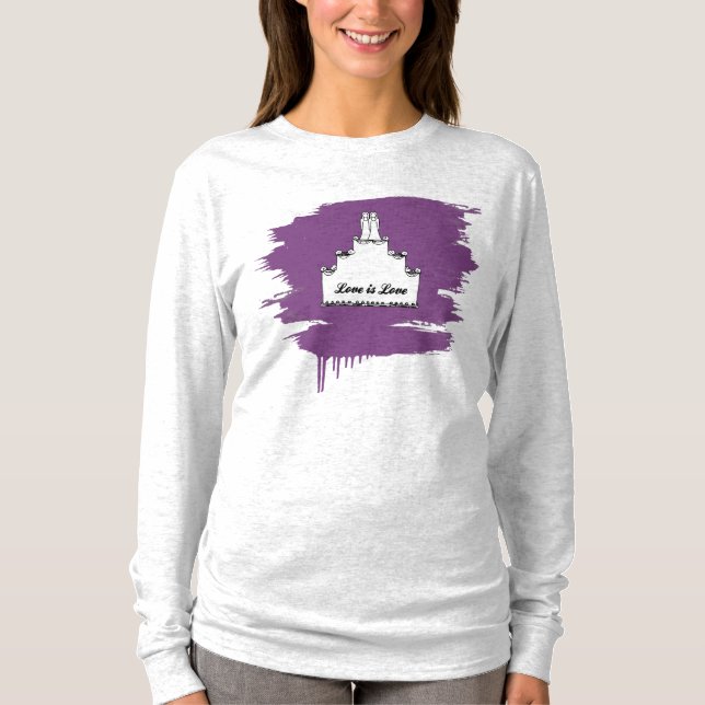 CAMISETA BOLO DE CASAMENTO LÉSBICO AMOR (Frente)