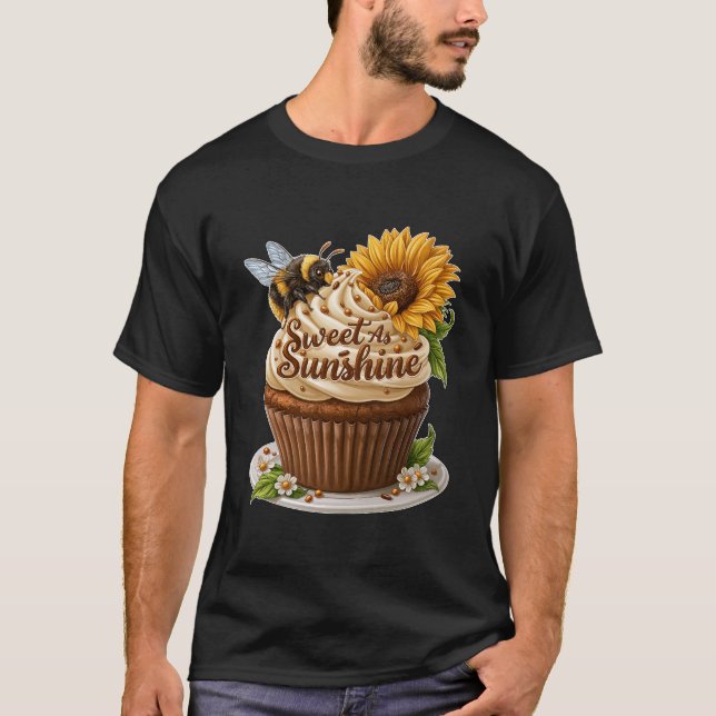 Camiseta Bolo de Copo Abelha Girassol Doce Como o Sol (Frente)
