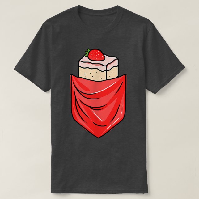 Camiseta Bolo De Morango Engraçado No Pocket Candy Lover (Frente do Design)