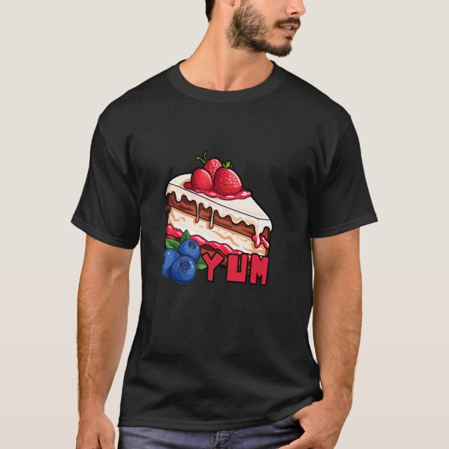 Camiseta Bolo de Morango Mirtilo Yum Yum (Frente)
