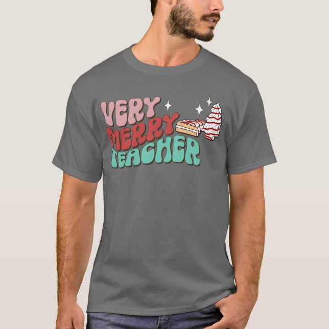 Camiseta Bolo de Natal do Professor Muito Feliz Feliz Natal (Frente)