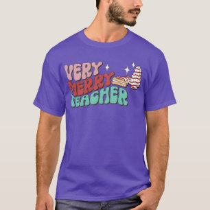 Camiseta Bolo de Natal do Professor Muito Feliz Feliz Natal