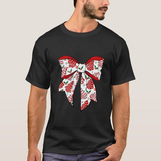 Camiseta Bolo de Natal em forma de Árvore de Natal com Laço (Frente)
