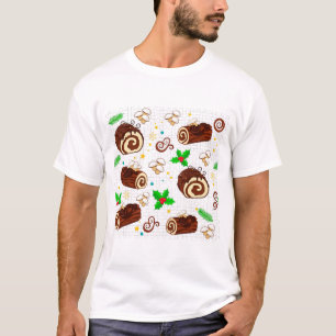 Camiseta Bolo de Natal Tronco de Natal Arte de Sobremesa Fr