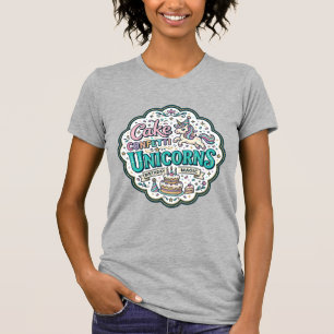 Camiseta Bolo de Unicórnio Confetes Unicórnios POD Pronto P