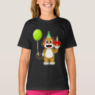 Camiseta Bolo de Vela de Aniversário do Cão