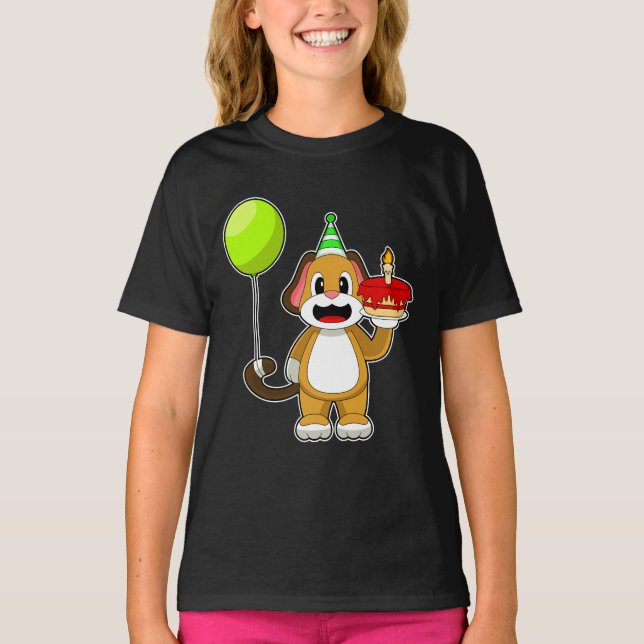 Camiseta Bolo de Vela de Aniversário do Cão (Frente)