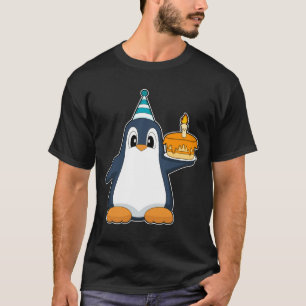 Camiseta Bolo de Vela de Aniversário do Pinguim