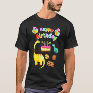 Camiseta Bolo E Biscoitos De Aniversário Do Dinossauro