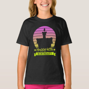 Camiseta Bolo Feliz Feliz 60º aniversário do Vintage