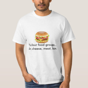 Camiseta Bolo, queijo, carne, o gráfico T dos homens do