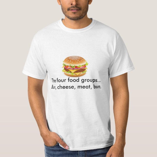 Camiseta Bolo, queijo, carne, o gráfico T dos homens do (Frente)