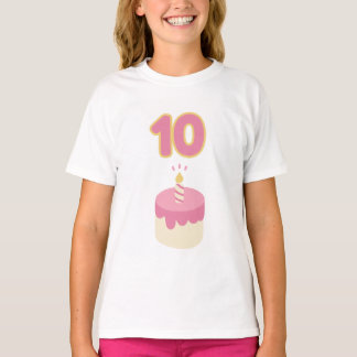 Camiseta bolo rosa do 10º aniversário